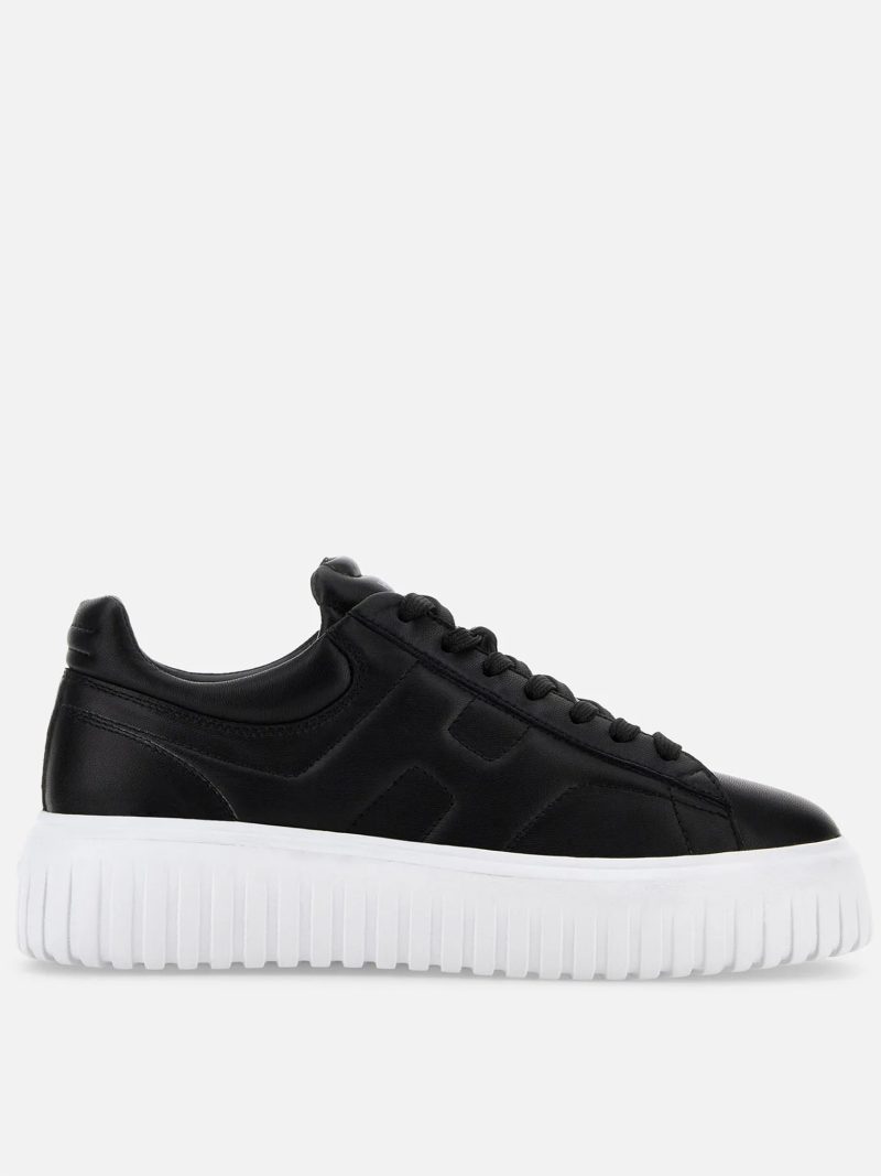 HOGAN ΥΠΟΔΗΜΑΤΑ SNEAKERS H-STRIPES ΜΑΥΡΑ 100% Leather