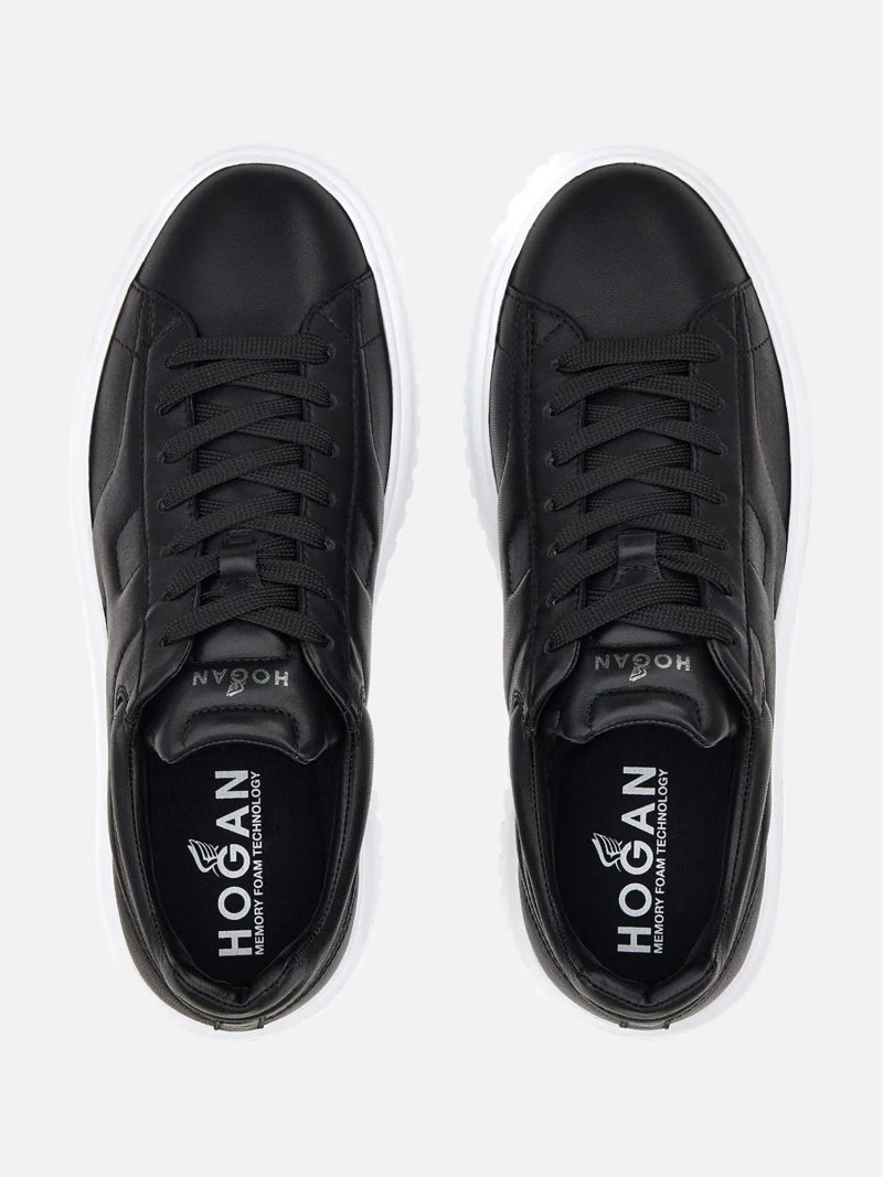 HOGAN ΥΠΟΔΗΜΑΤΑ SNEAKERS H-STRIPES ΜΑΥΡΑ 100% Leather - Image 3